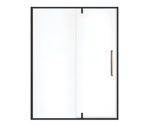 MAAX 135326-900-285-000 Uptown 57-59 x 76 in. 8 mm Pivot Shower Door for Alcove Installation with Clear glass in Matte Black & Wood
