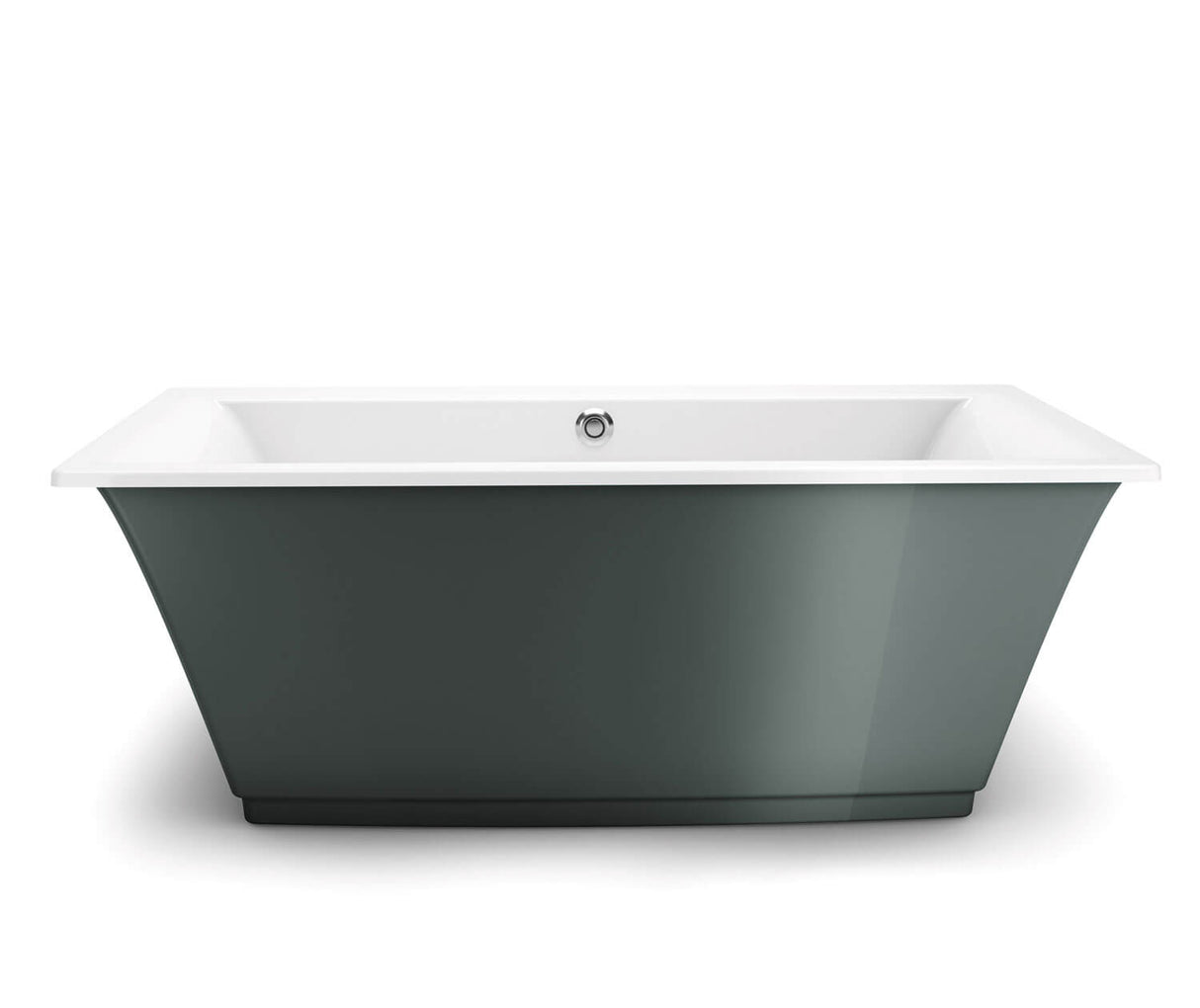 MAAX 105742-000-001-104 Optik 6636 F Acrylic Freestanding Center Drain Bathtub in White with Thunder Grey Skirt