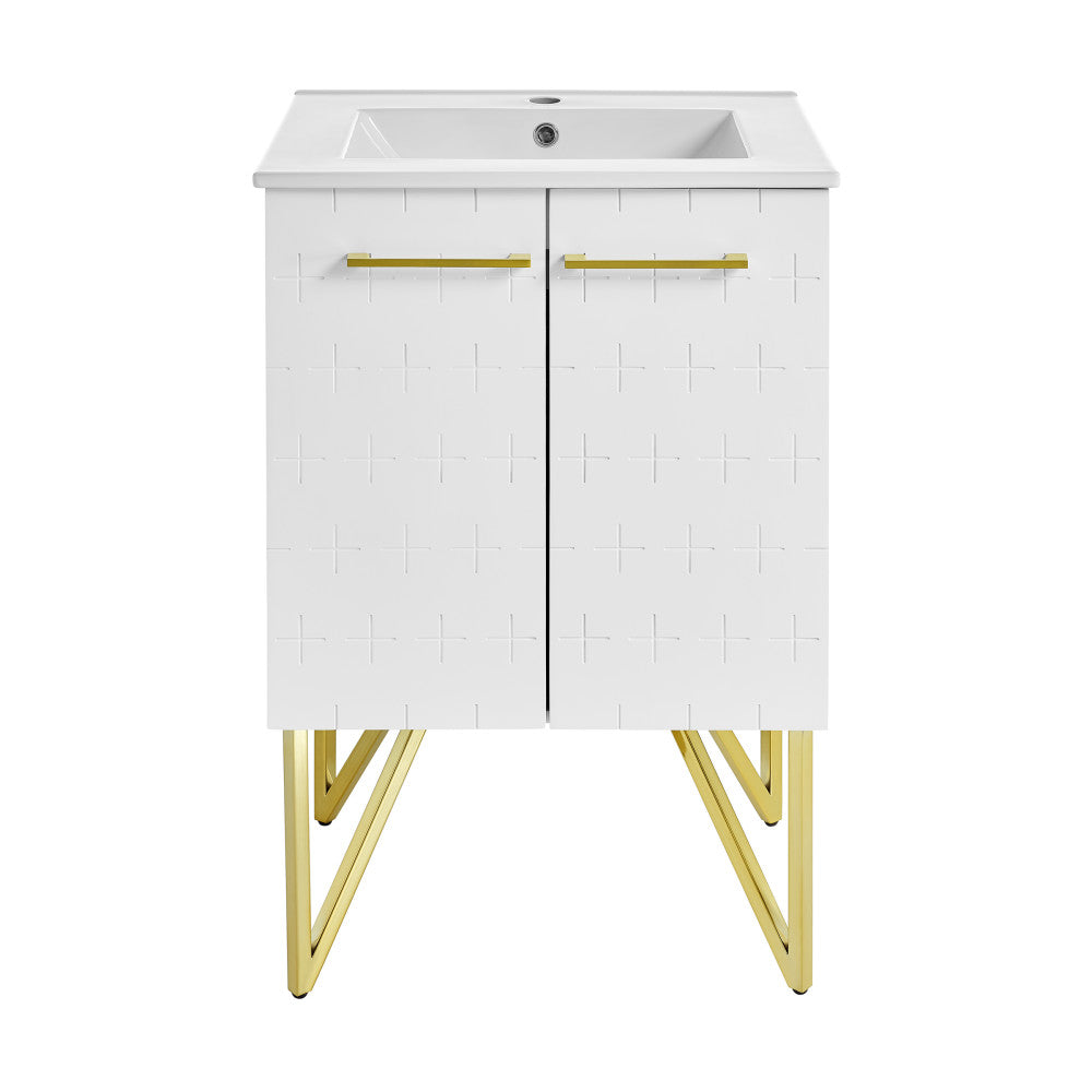 Annecy 24" Freestanding Bathroom Vanity in Galaxy White with Sink Top