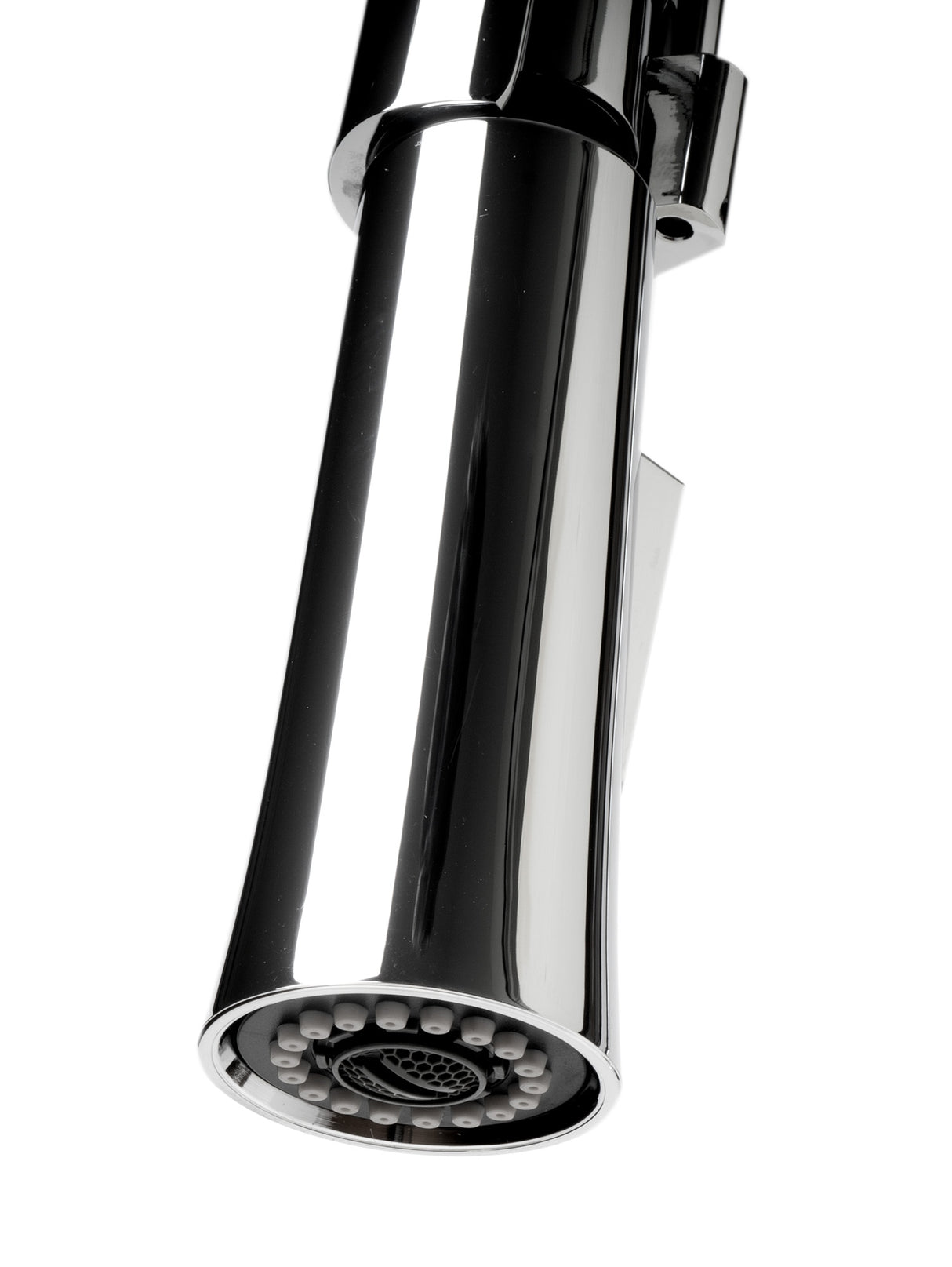 Polished Chrome Square Kitchen Faucet with Black Rubber Stem