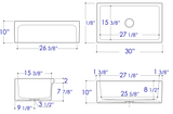ALFI brand AB3018ARCH-B  30" Biscuit Arched Apron Thick Wall Fireclay Single Bowl Farm Sink