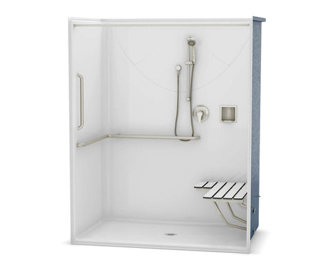 Aker OPS-6036-RS AcrylX Alcove Center Drain One-Piece Shower in White - ANSI compliant