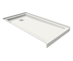 MAAX 420004-504-001-100 B3Square 6030 Acrylic Alcove Deep Shower Base in White with Back End Drain