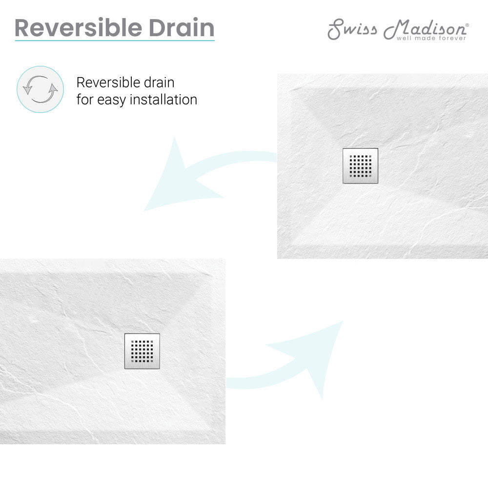 Terre P Series 60" x 36" Reversible Drain Shower Base