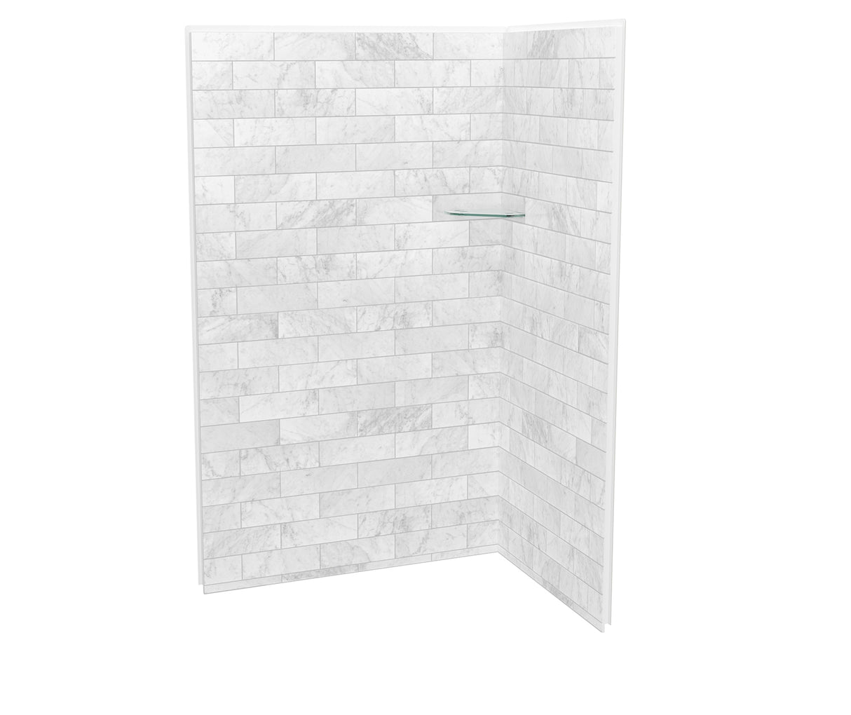 MAAX 107462-307-508 Utile 4836 Composite Direct-to-Stud Two-Piece Corner Shower Wall Kit in Marble Carrara