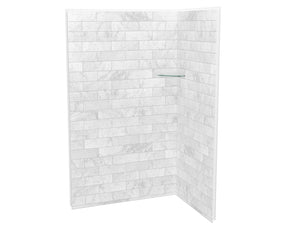 MAAX 107462-307-508 Utile 4836 Composite Direct-to-Stud Two-Piece Corner Shower Wall Kit in Marble Carrara
