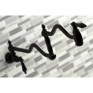 Kingston Brass KS2100AL Heritage Wall Mount Pot Filler, Matte Black