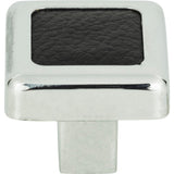 Atlas Homewares Paradigm Square Knob 1 1/4 Inch CH & Black Leather