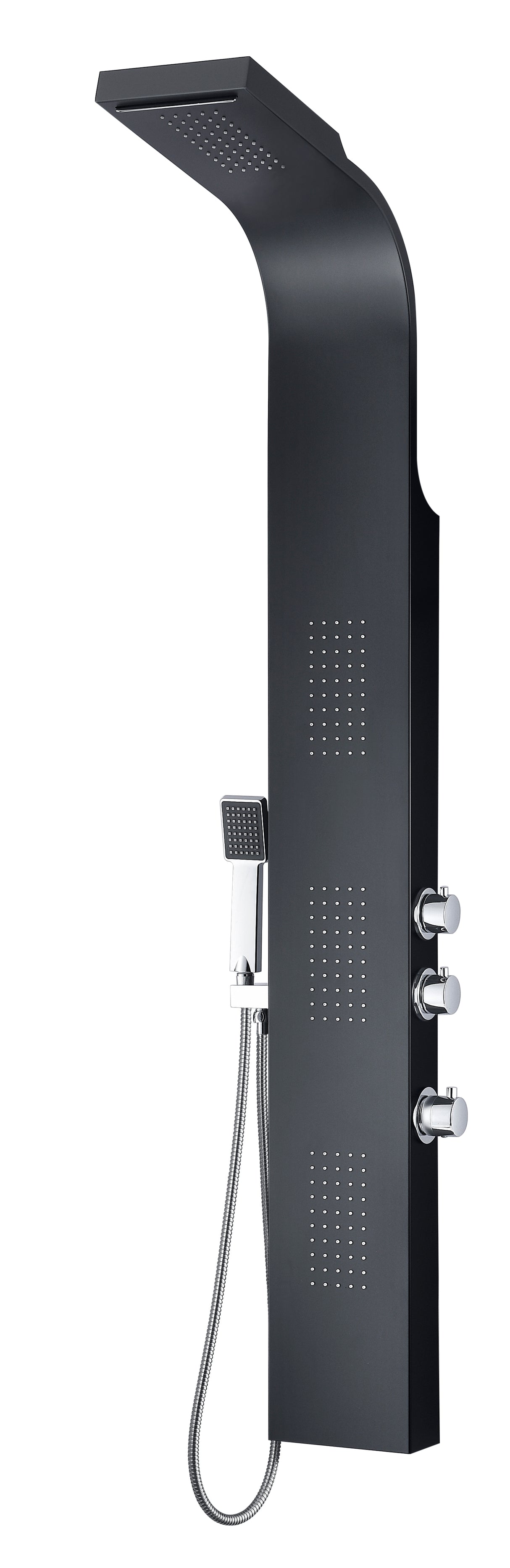 ANZZI SP-AZ056 Level Series 66 in. Full Body Shower Panel System with Heavy Rain Shower and Spray Wand in Black