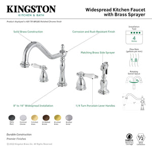 Kingston Brass KB1798BPLBS Bel-Air Widespread Kitchen Faucet, Brushed Nickel