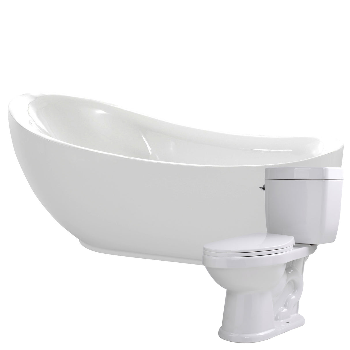 ANZZI FTAZ090-T055 Talyah 71 in. Acrylic Soaking Bathtub with Kame 2-piece 1.28 GPF Single Flush Toilet