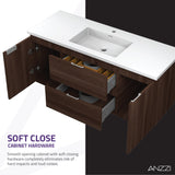 ANZZI VT-CT48-DB Conques 48 in W x 20 in H x 18 in D Bath Vanity in Dark Brown with Cultured Marble Vanity Top in White with White Basin