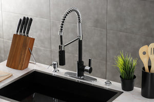 Gourmetier LS8777CTL Continental Single-Handle Pre-Rinse Kitchen Faucet, Matte Black/Polished Chrome