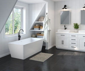 MAAX 107513-000-001-000 Nakuru 67 x 31 Acrylic Freestanding Rectangular Center Drain Bathtub in White