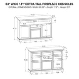 Howard Miller 63" Wide / 41" Extra Tall Fireplace Console FT63A