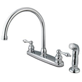 Kingston Brass KB721ALSP Vintage 8" Centerset Kitchen Faucet with Sprayer, Polished Chrome