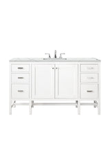 Addison 60" Single Vanity, Glossy White w/ 3 CM Ethereal Noctis Top