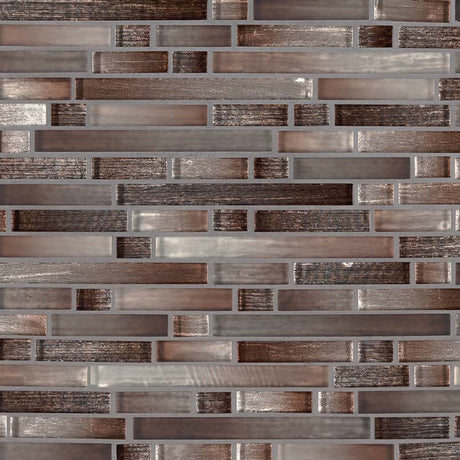 Akaya copper interlocking 11.75X12 glass mesh mounted mosaic tile SMOT-GLSIL-AKACOP8MM product shot multiple tiles angle view