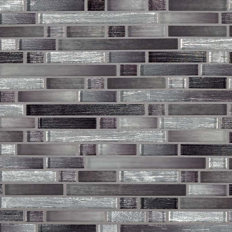 Akaya nero interlocking 11.75X12 glass mesh mounted mosaic tile SMOT-GLSIL-AKANER8MM product shot multiple tiles angle view