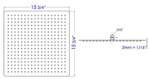ALFI brand RAIN16S-PSS Solid Polished Stainless Steel 16" Square Ultra Thin Rain Shower Head