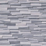 Alaska gray 3D ledger panel 6X24 honed marble wall tile LPNLMALAGRY624 3DH product shot multiple tiles angle view