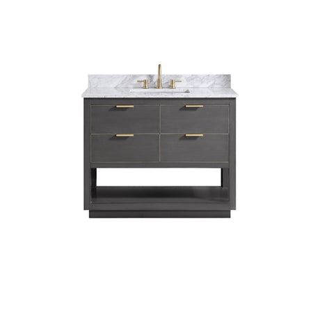 Avanity Allie 43 in. Vanity Combo in Twilight Gray with Gold Trim and Carrara White Marble Top 