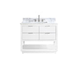 Avanity Allie 43 in. Vanity Combo in White with Silver Trim and Carrara White Marble Top 