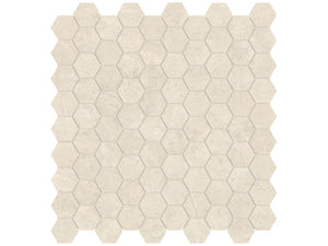 1.25 Inch Mayfair Allure Ivory Polished Porcelain Hexagon Mosaics. 1 Sheet = .97 Sq. Ft. 1.25