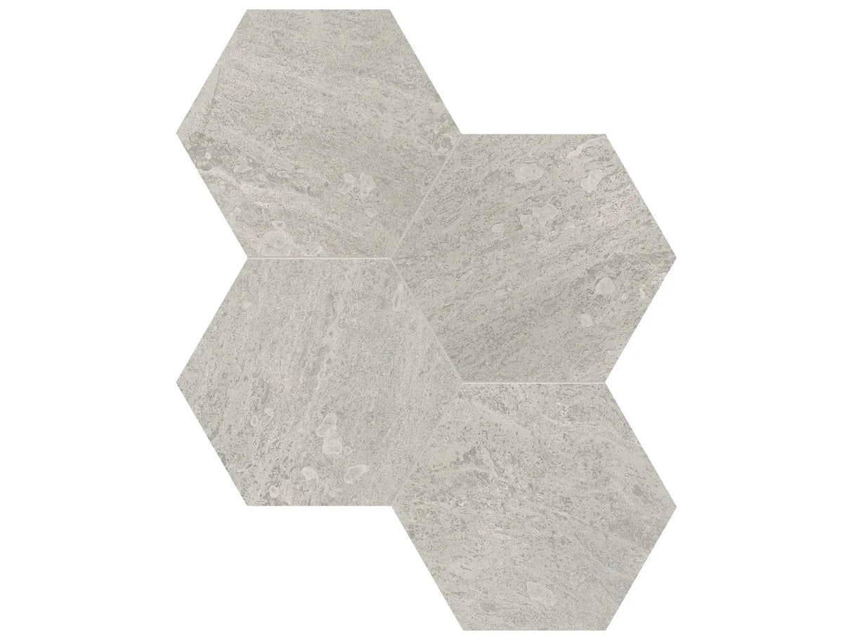 Anatolia Tile 6" Hex Anciano Grigio Honed Marble Mosaic 5001-0241-0 * 1 Sheet = .88 Sqft * Anciano Grigio Hexagon 6" - premium natural stone mosaic tile from Anatolia Tile, available at PoshHaus showroom in Keene, NH