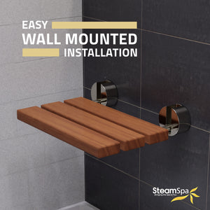 Leisure 20 in. Teak Wall Mounted Folding Shower Seat D-7-BN