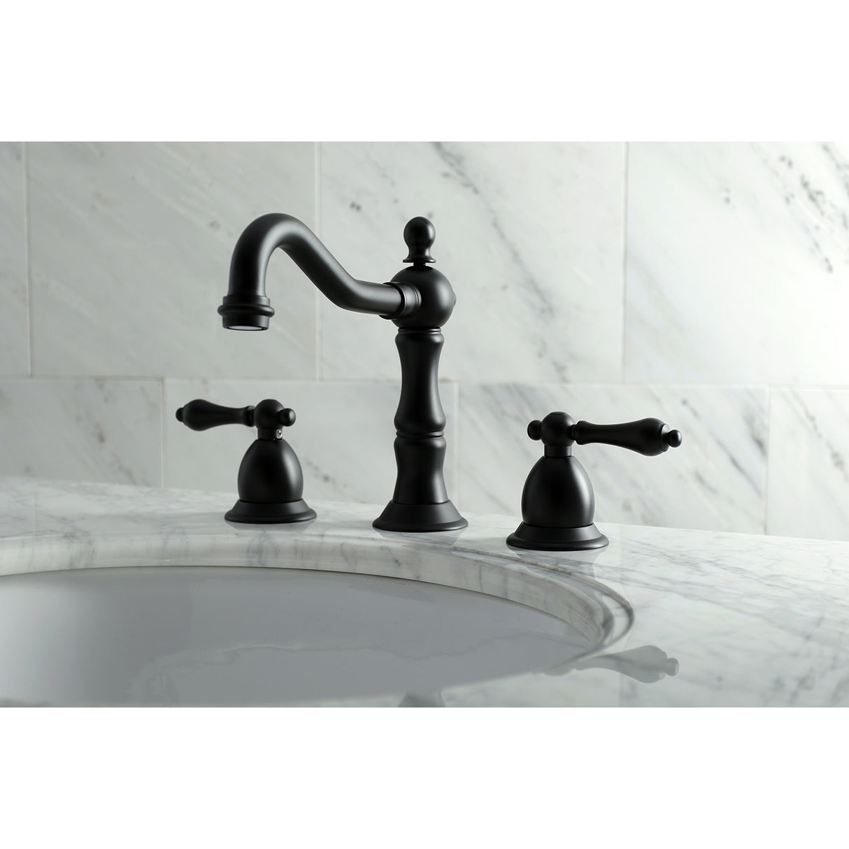 Kingston Brass KS1970AL 8 in. Widespread Bathroom Faucet, Matte Black