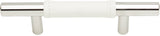 Atlas Homewares Zanzibar White Leather Pull 3 Inch (c-c) Polished Chrome