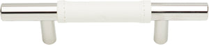 Atlas Homewares Zanzibar White Leather Pull 3 Inch (c-c) Polished Chrome