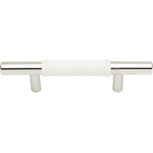 Atlas Homewares Zanzibar White Leather Pull 3 Inch (c-c) Polished Chrome