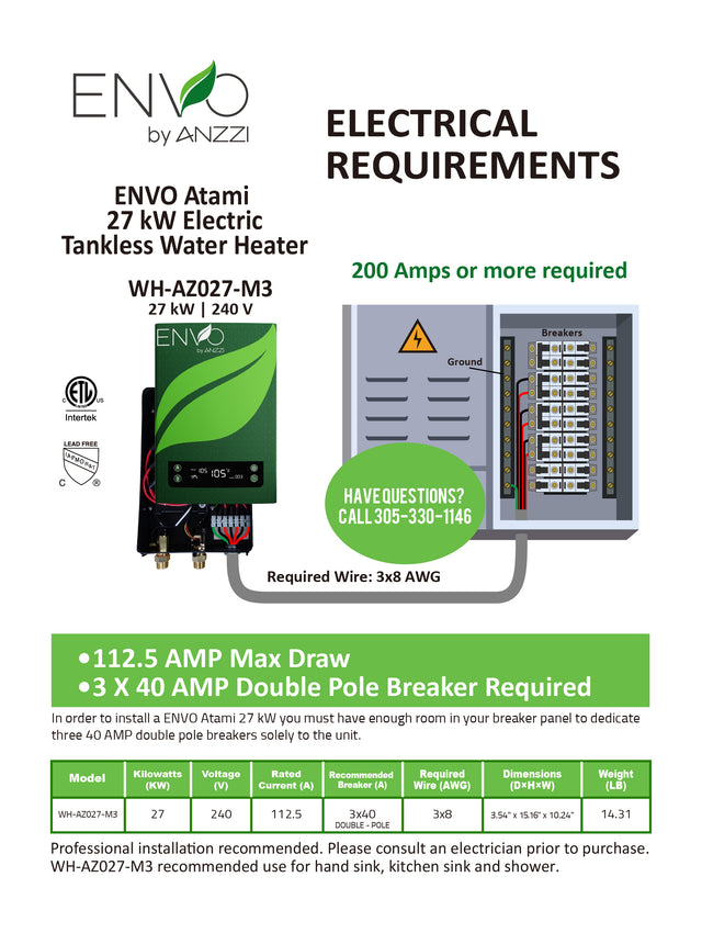 ENVO Atami Two-Pack 27 kW Tankless Electric Water Heater