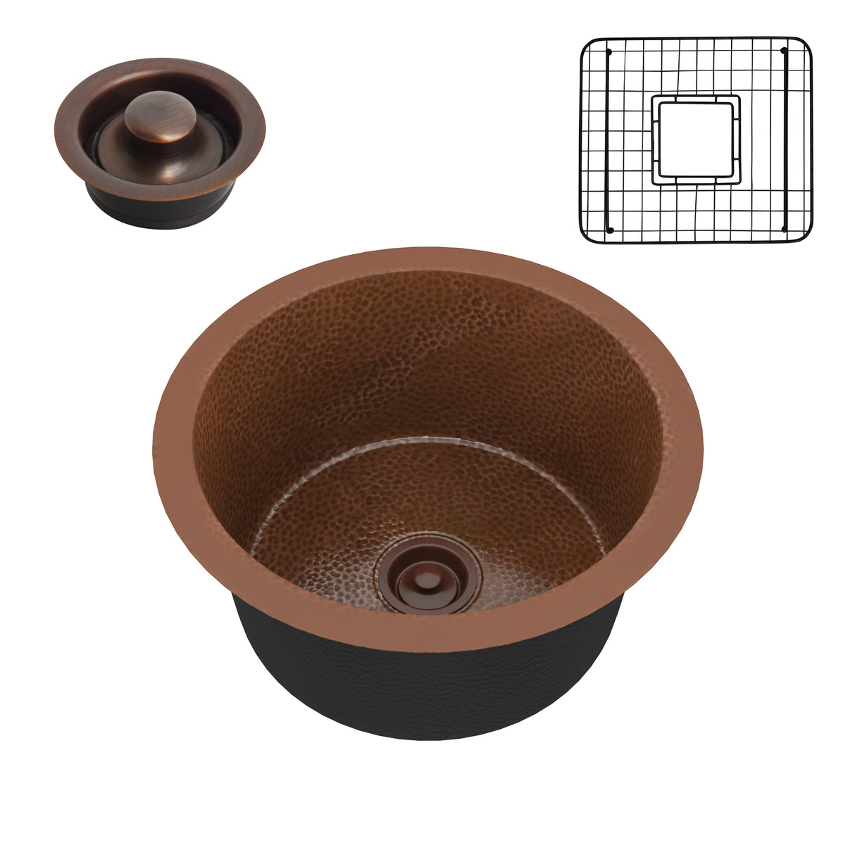 ANZZI SK-003 Thrace Drop-in Handmade Copper 17 in. 0-Hole Single Bowl Kitchen Sink in Hammered Antique Copper