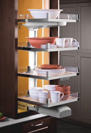 Häfele 549.64.215 Tray Set (of Four), for LAVIDO Pantry Pull-Out, Chrome/Maple, 449 mm (17 11/16")