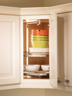 Häfele 542.90.332 Kesseböhmer - Twister Set, Melamine, Two or Three-Tray, for Upper Cabinets, Arena Plus, Chrome/anthracite, height 25 15/16" - 30 1/2", 2 shelves