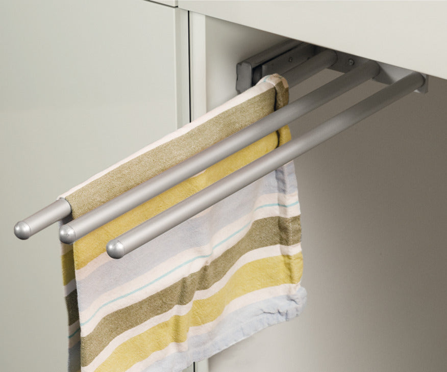 Häfele 510.54.932 Towel Rack Pull-Out, 3 Bar, Extendable, Anodized silver