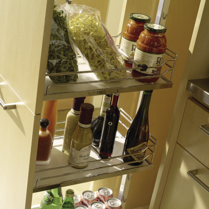 Häfele 546.63.580 Tray Set, for Dispensa Pantry or Dispensa BPO, Arena Style, Chrome/Anthracite, width 8", 2 trays