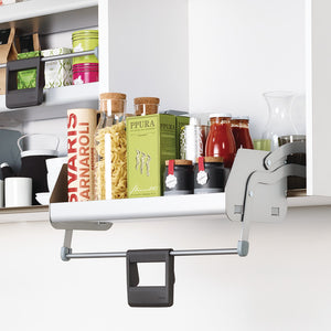 Häfele 504.69.713 iMOVE Pull Down Unit, for Face Frame, with Shim, 24" cabinet width, silver/white, single shelf