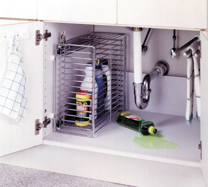 Häfele 547.91.350 Under Sink Mat, Polystyrene, W x D: 45 1/4" x 24 5/8", Black/Stainless