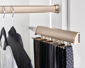Häfele 807.67.201 TAG - Tie Rack, Synergy Elite Collection, 15 Hook, 11 7/8" Length, With full extension slide, Polished chrome