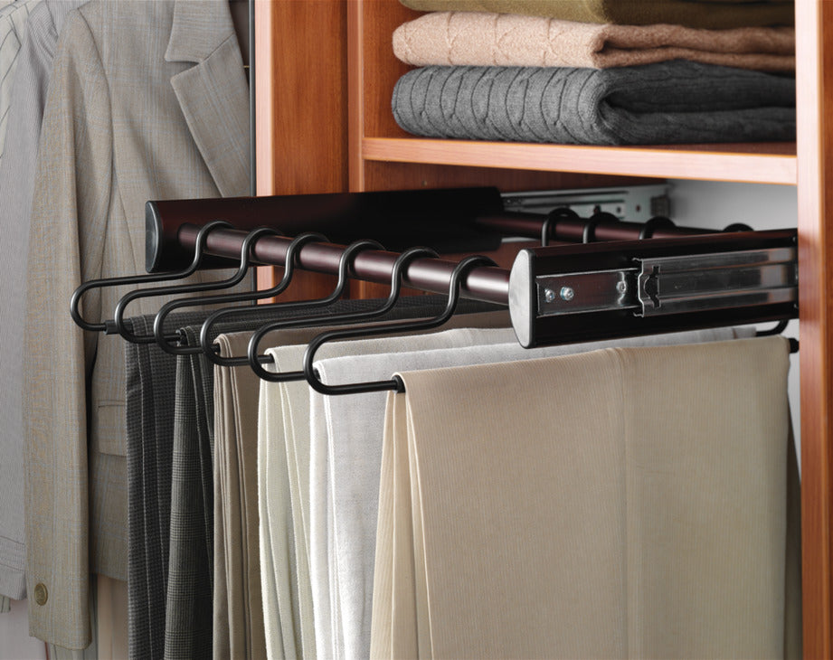 Häfele 805.58.433 TAG - 18 Hanger Pants Rack Pull-out, Synergy Collection, 24" Length, With full extension slide, Black