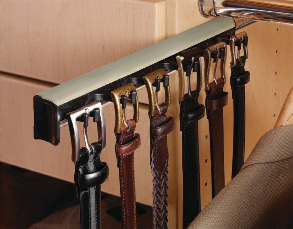 Häfele 807.54.330 TAG - Belt Rack, Synergy Collection, 5 Hook, 11 15/16", With 3/4 extension slide, Black