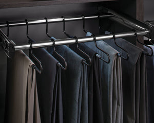 Häfele 805.58.435 TAG - 24 Hanger Pants Rack Pull-out, Synergy Collection, 30" Length, With Full Extension Slide, Black