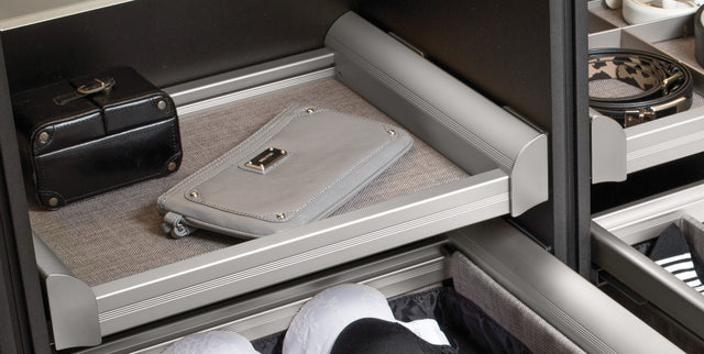 Häfele 807.77.704 TAG - Pull-Out Shelf, ENGAGE, Matte nickel and beach fabric, 36"