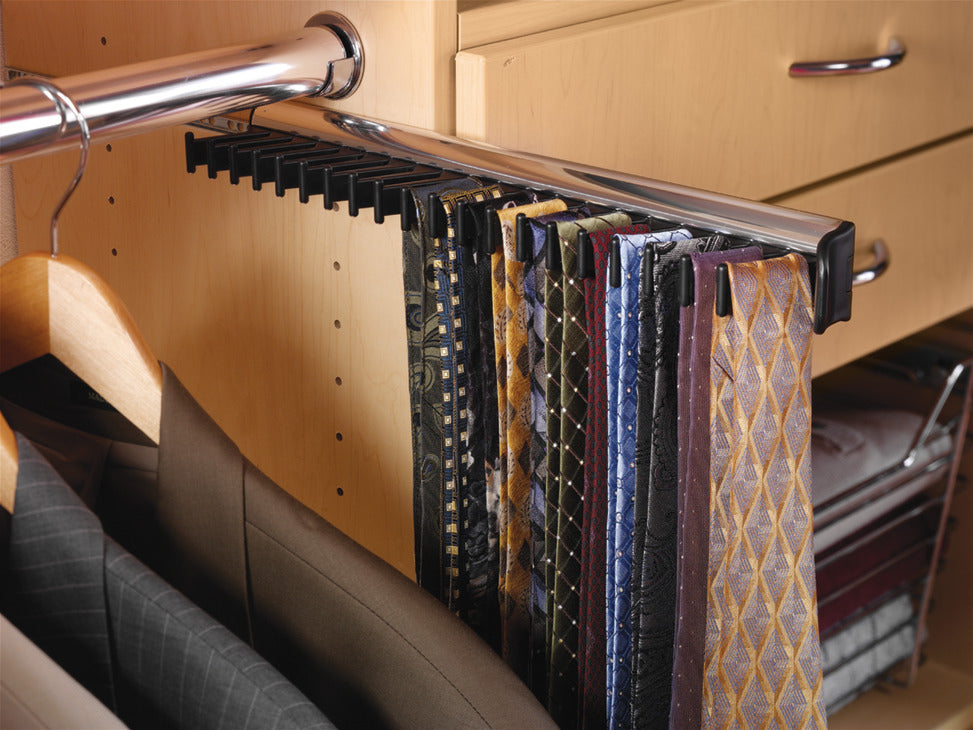 Häfele 807.54.772 TAG - Tie Rack, Synergy Collection, 17 Hook, 11 15/16", With 3/4 extension slide, White