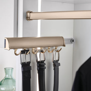 Häfele 807.67.613 TAG - Belt Rack, Synergy Elite Collection, 6 Hook, 13 7/8", With full extension slide, Matte nickel