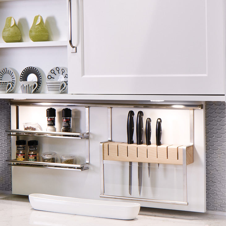 Häfele 521.61.633 Knife Holder, Backsplash Railing System, stainless steel effect